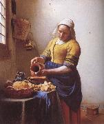 Jan Vermeer Kokspigan painting